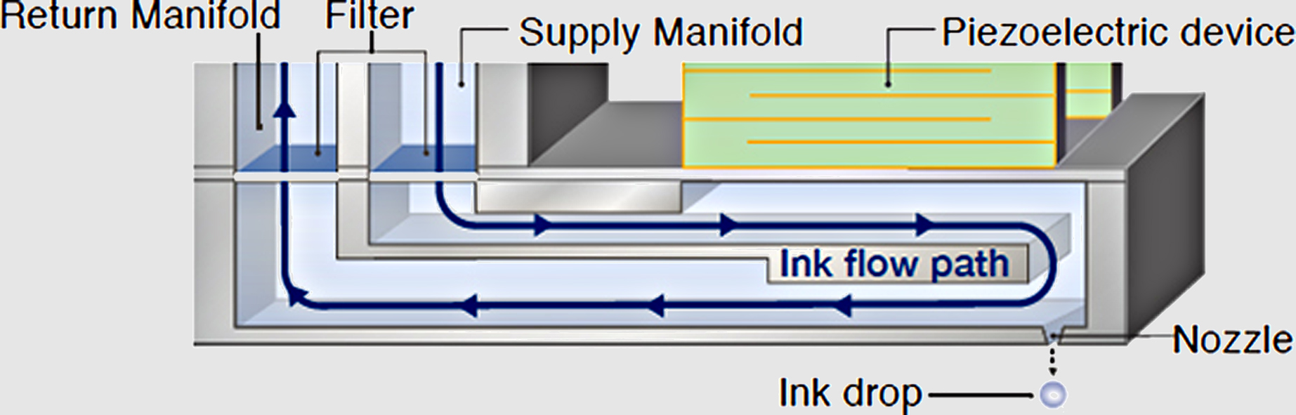 Inktcirculatiesysteem binnen Ricoh-printkop